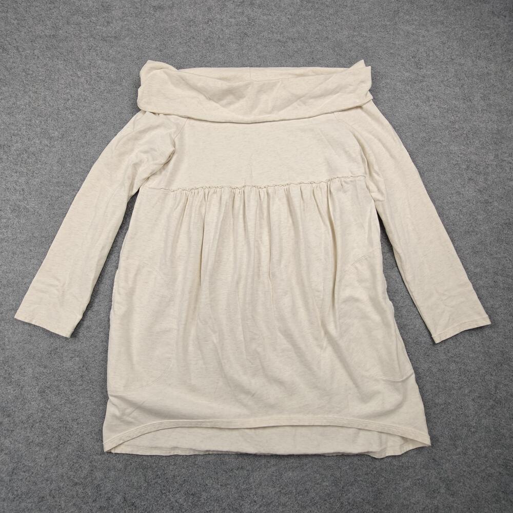 Saturday Sunday Tunic Womens Medium White Off Shoulder Ruffle Pocket Top